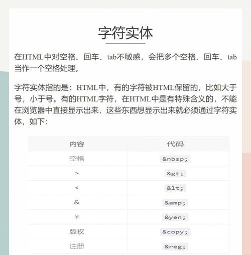HTML常用字符包括哪些？如何正确使用它们？