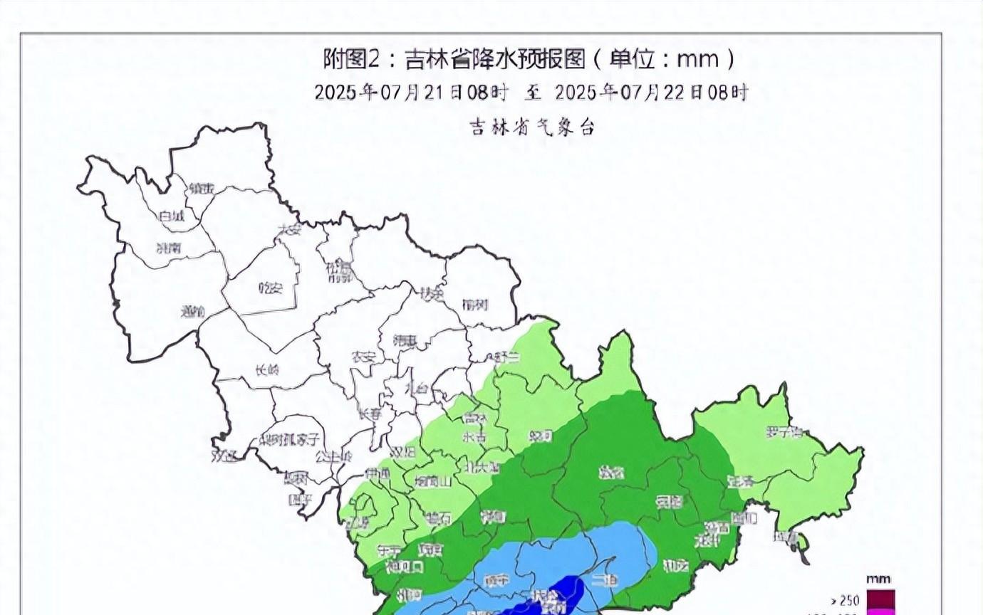 吉林省！今天7月22号，新一轮降雨中心已定，阵雨中雨分布如下！