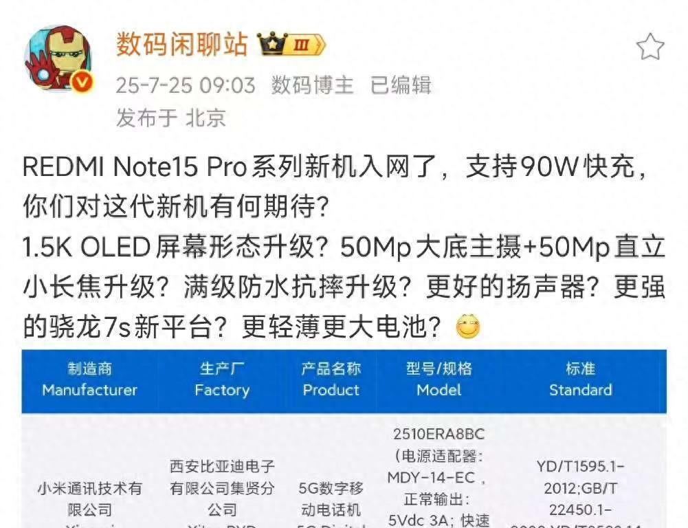 澎湃系统推送最新版本红米Note15Pro系列即将发布老机型淘汰